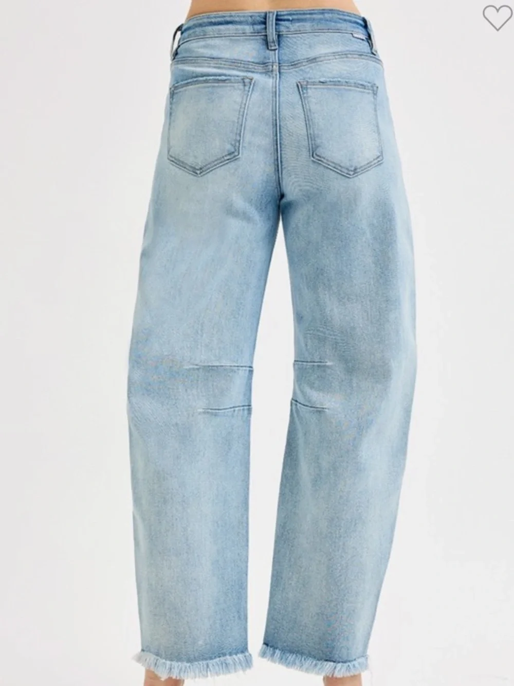 Risen Light Blue High-Rise Wide-Leg Barrel Jeans - Picture 3 of 3